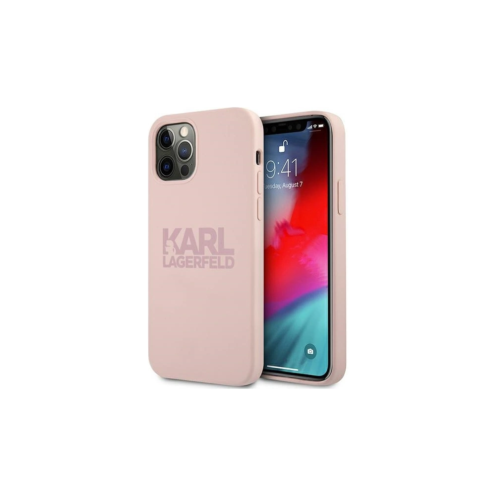 Etui Karl Lagerfeld KLHCP12MSTKLTLP Apple iPhone 12/12 Pro Silicone Stack Logo różowy/pink