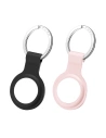 Silikonowe etui PURO ICON Case Apple AirTag (czarny i piaskowy róż) [2 PACK]