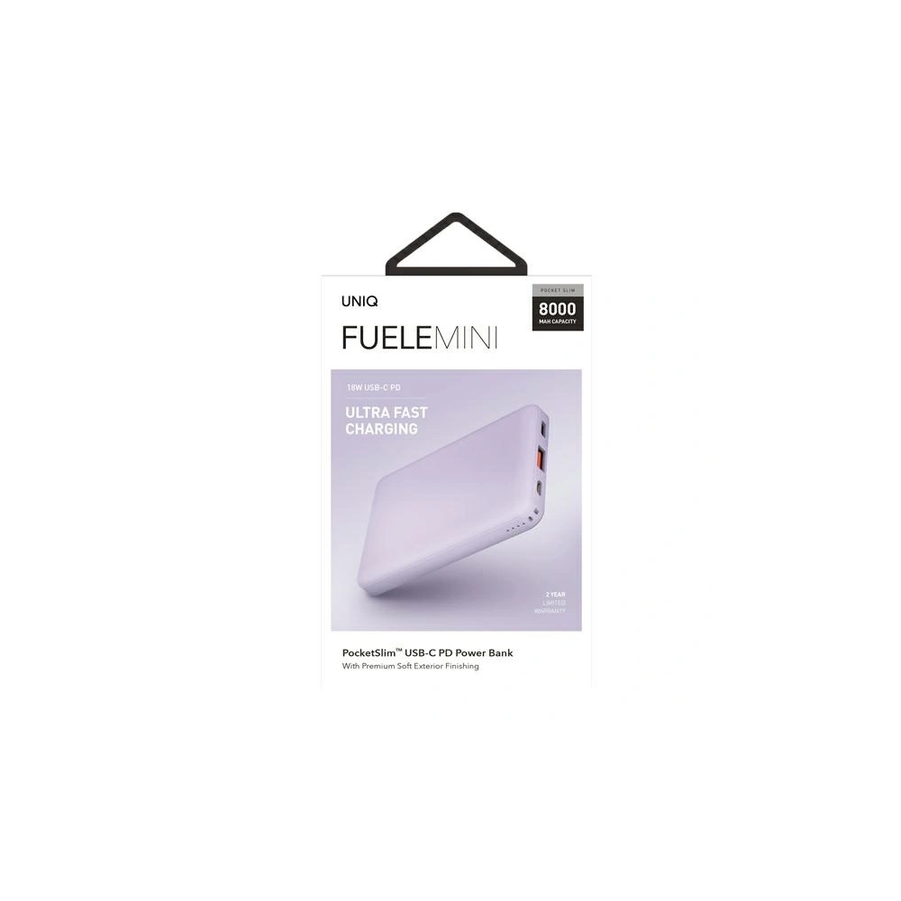 UNIQ Powerbank Fuele mini 8000mAh USB-C 18W PD Fast charge lawendowy/lavender