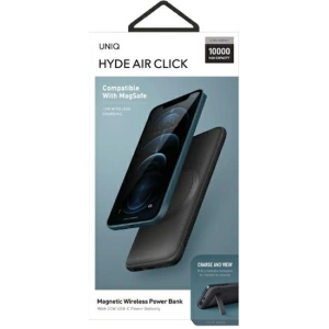 UNIQ Powerbank indukcyjny Hyde Air Click 10000mAh USB-C 20W PD Fast Wireless charge ciemno szary/dark grey