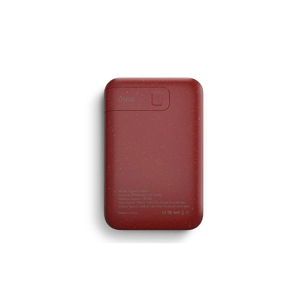 UNIQ Powerbank indukcyjny Hyde Air 10000mAh USB-C 18W PD Fast Wireless bordowy/maroon