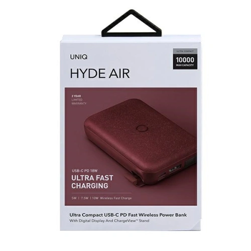 Kup Powerbank UNIQ inductiv Hyde Air 10000mAh USB-C 18W PD Fast Wireless bordo/maro. - UNIQ378MAR - {ean13} - Sklep Home Screen
