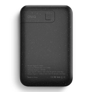 UNIQ Powerbank indukcyjny Hyde Air 10000mAh USB-C 18W PD Fast Wireless ciemno szary/dark grey
