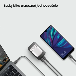 UNIQ Powerbank indukcyjny Hyde Air 10000mAh USB-C 18W PD Fast Wireless ciemno szary/dark grey