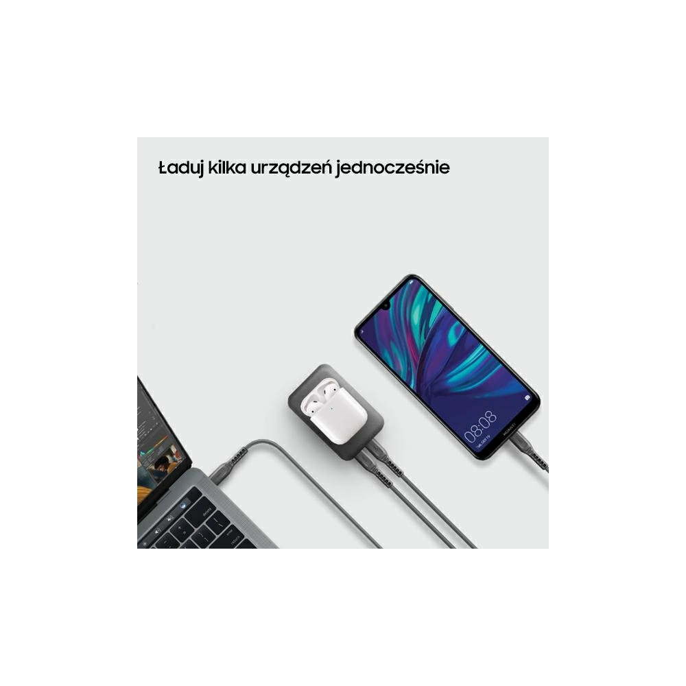 UNIQ Powerbank indukcyjny Hyde Air 10000mAh USB-C 18W PD Fast Wireless ciemno szary/dark grey