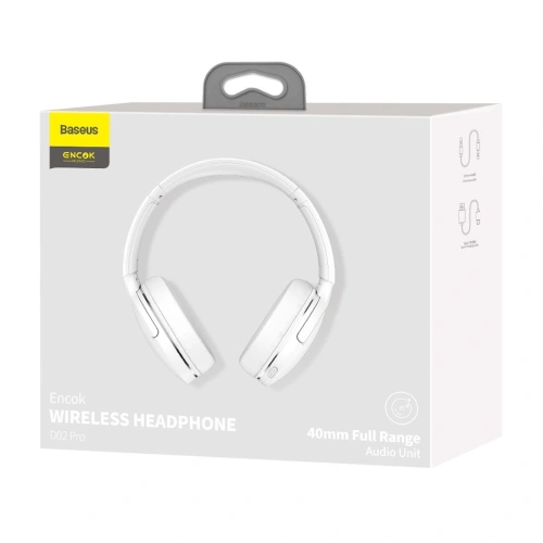 Buy Baseus Encok Wireless headphone D02 Pro (white) - BSU2694WHT - {ean13} - Home Screen Store Europe