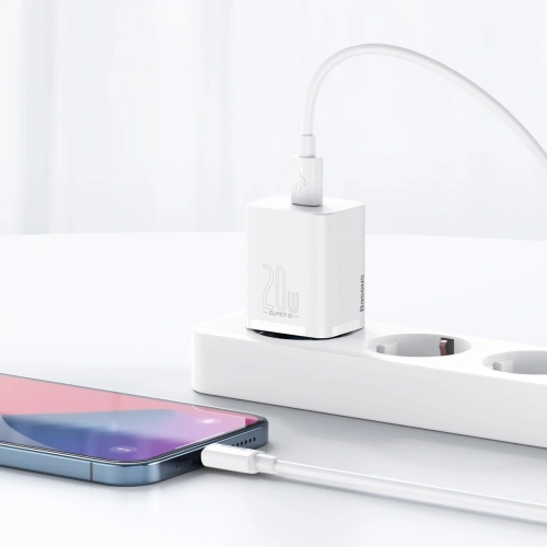 Kup Baseus Ladegerät Super Si Quick Charger 1C 20W mit USB-C zu Lightning 1m Kabel (weiß) - BSU2695WHT - {ean13} - Sklep Home Screen