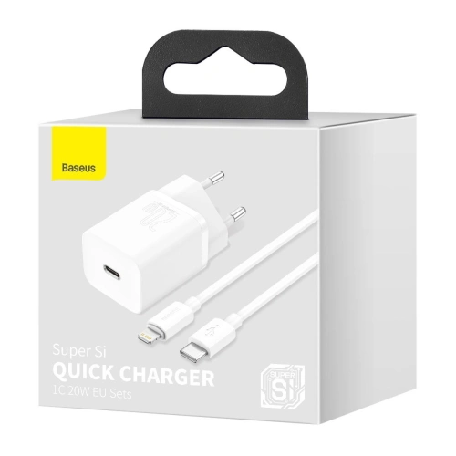Kup Baseus Ladegerät Super Si Quick Charger 1C 20W mit USB-C zu Lightning 1m Kabel (weiß) - BSU2695WHT - {ean13} - Sklep Home Screen