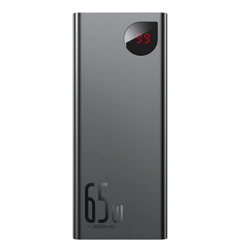 PowerBank Baseus Adaman Metal 20000mAh, PD, QC 3.0, 65W, 2xUSB + USB-C + micro USB, (czarny)