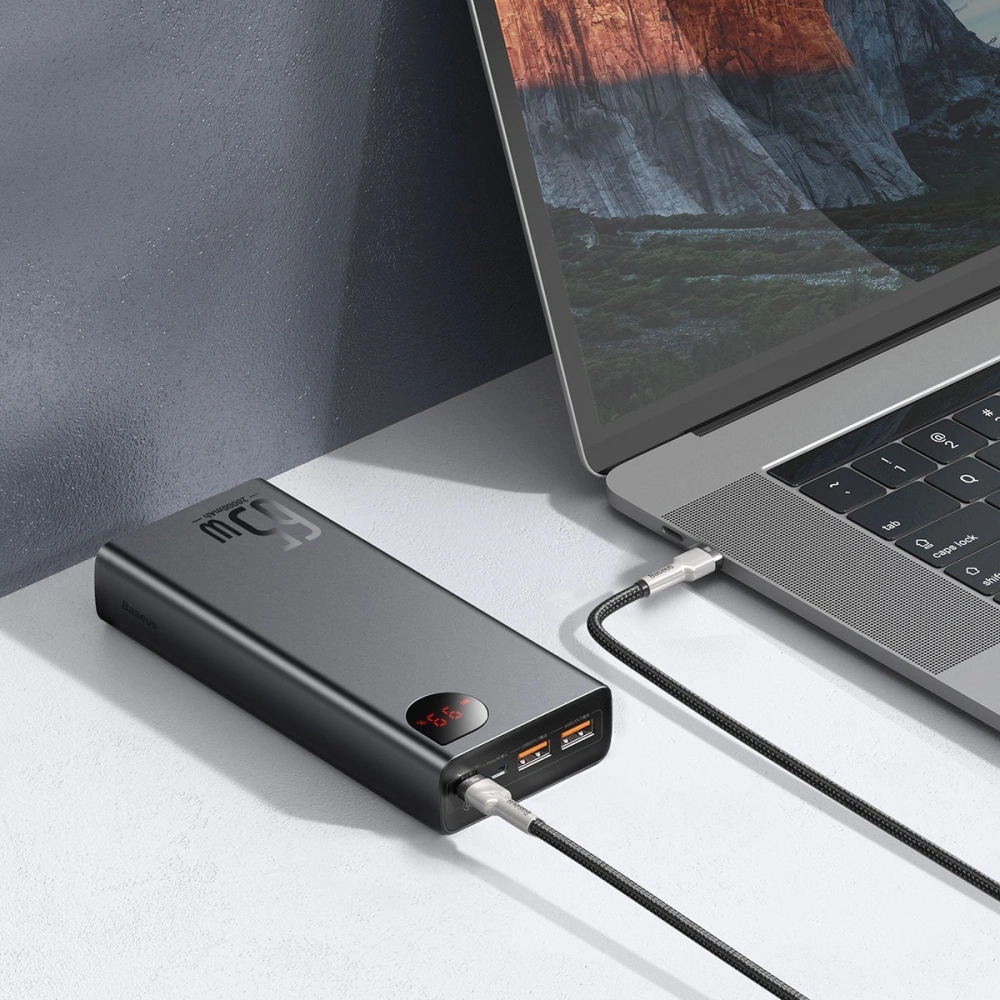 PowerBank Baseus Adaman Metal 20000mAh, PD, QC 3.0, 65W, 2xUSB + USB-C + micro USB, (czarny)