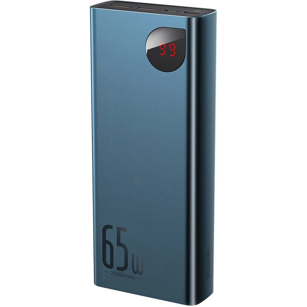 PowerBank Baseus Adaman Metal 20000mAh, PD, QC 3.0, 65W, 2xUSB + USB-C + micro USB, (niebieski)