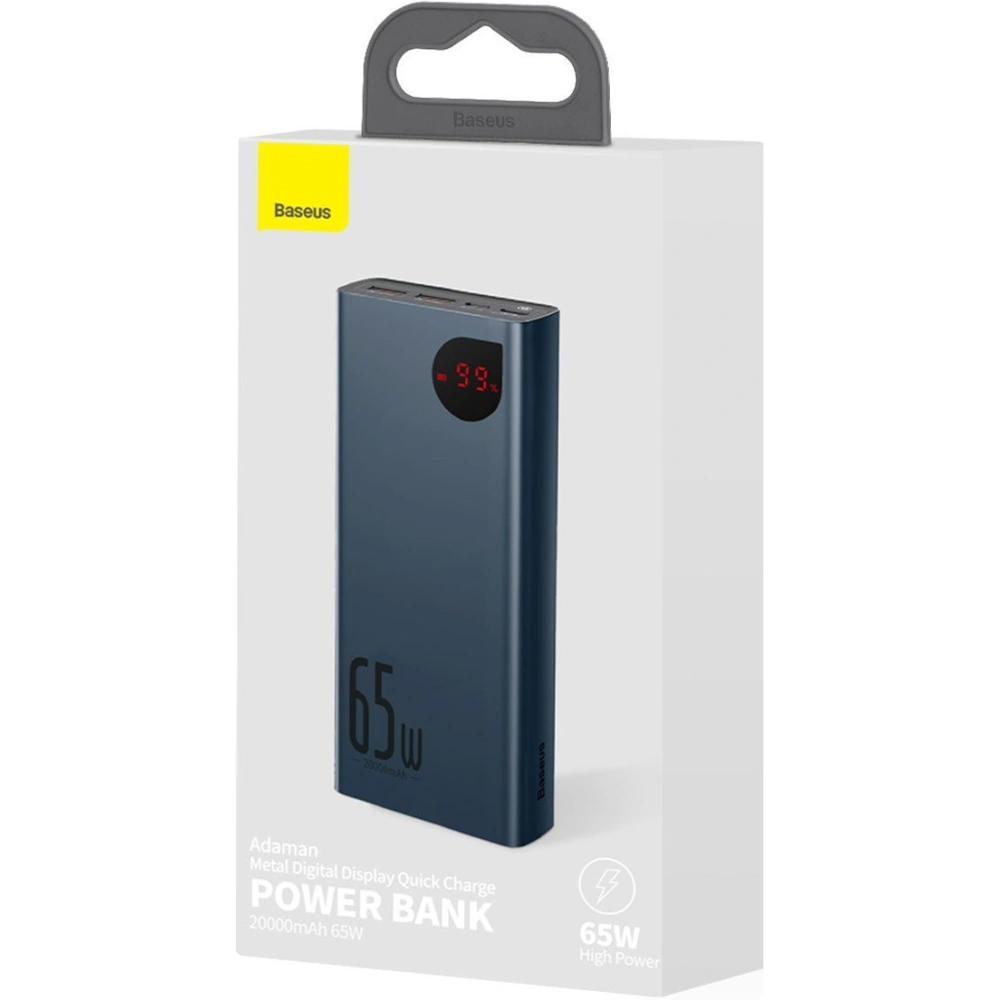 PowerBank Baseus Adaman Metal 20000mAh, PD, QC 3.0, 65W, 2xUSB + USB-C + micro USB, (niebieski)