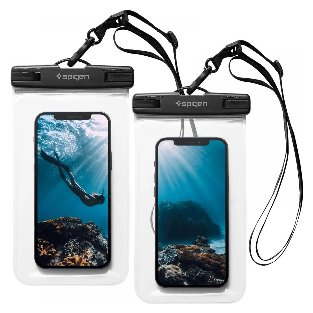 Uniwersalne wodoszczelne etui Spigen A601 Universal Waterproof Case Crystal Clear [2 PACK]