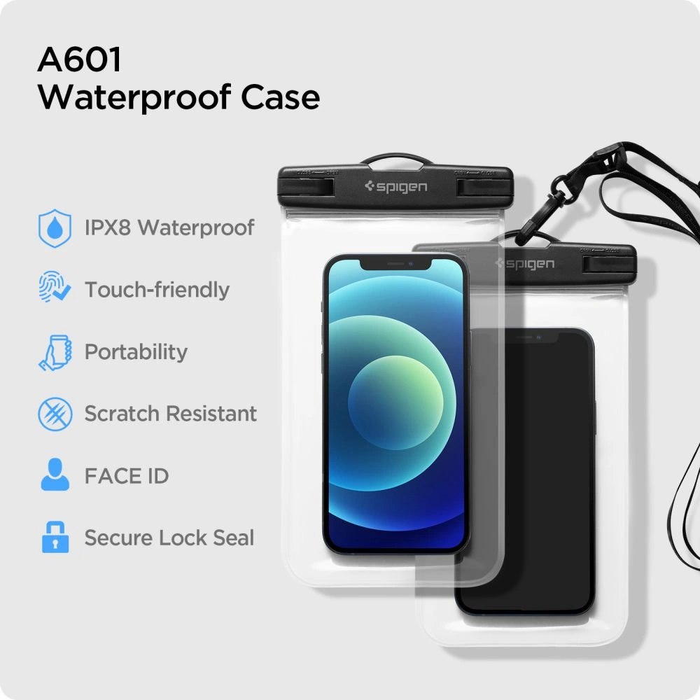 Uniwersalne wodoszczelne etui Spigen A601 Universal Waterproof Case Crystal Clear [2 PACK]