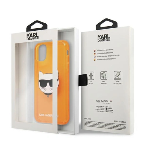 Kup Etui Karl Lagerfeld KLHCN61CHTRO Apple iPhone 11 portocalie/orange hardcase Glitter Choupette Fluo - KLD513ORG - {ean13} - Sklep Home Screen