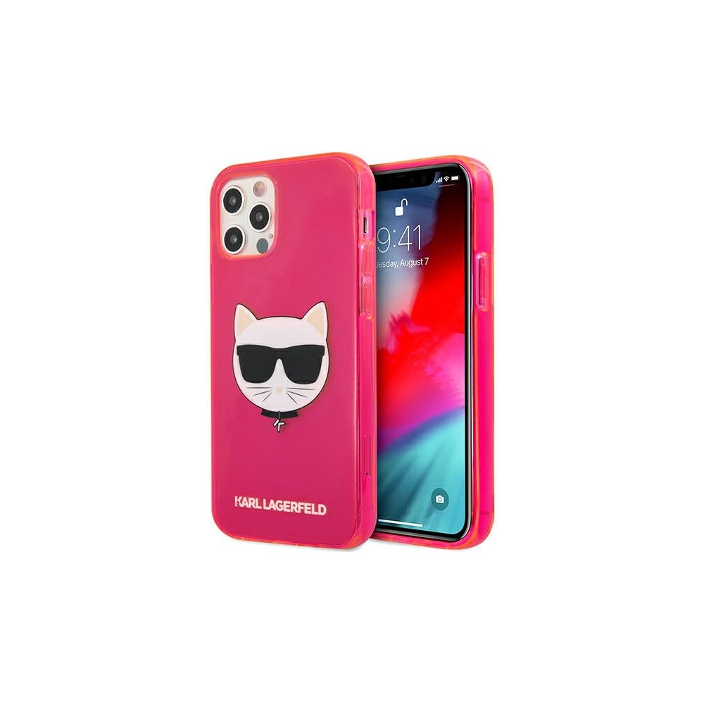 Etui Karl Lagerfeld KLHCP12LCHTRP Apple iPhone 12 Pro Max różowy/pink hardcase Glitter Choupette Fluo