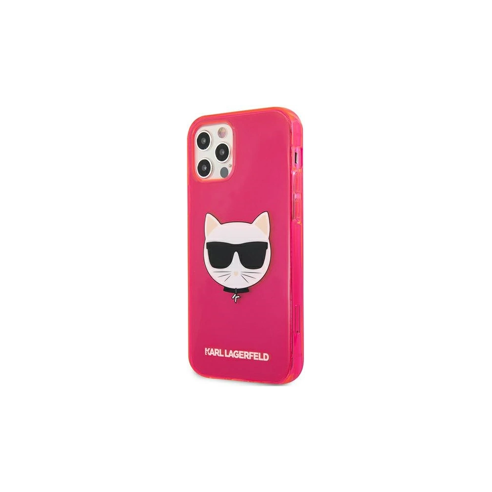 Etui Karl Lagerfeld KLHCP12LCHTRP Apple iPhone 12 Pro Max różowy/pink hardcase Glitter Choupette Fluo