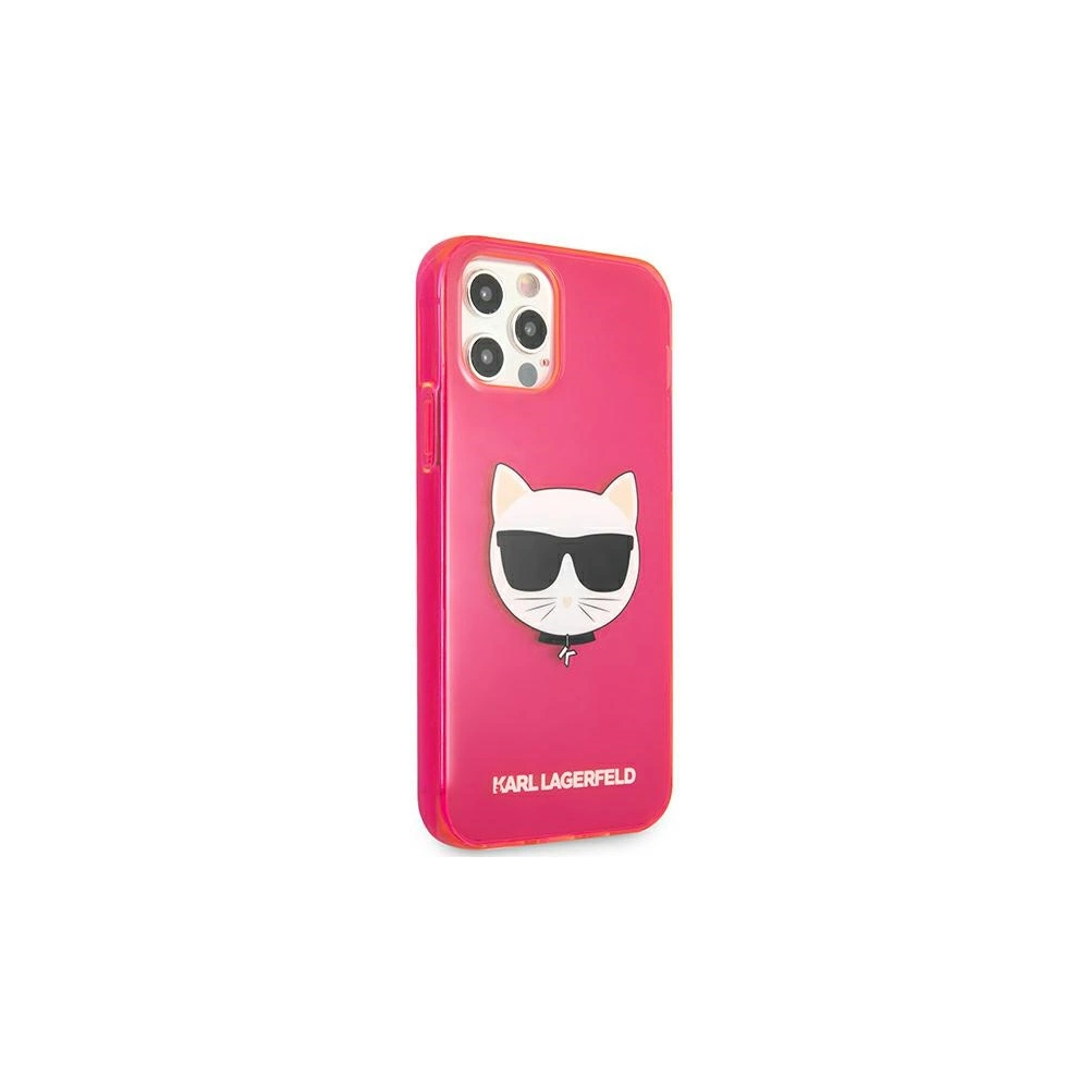 Etui Karl Lagerfeld KLHCP12LCHTRP Apple iPhone 12 Pro Max różowy/pink hardcase Glitter Choupette Fluo