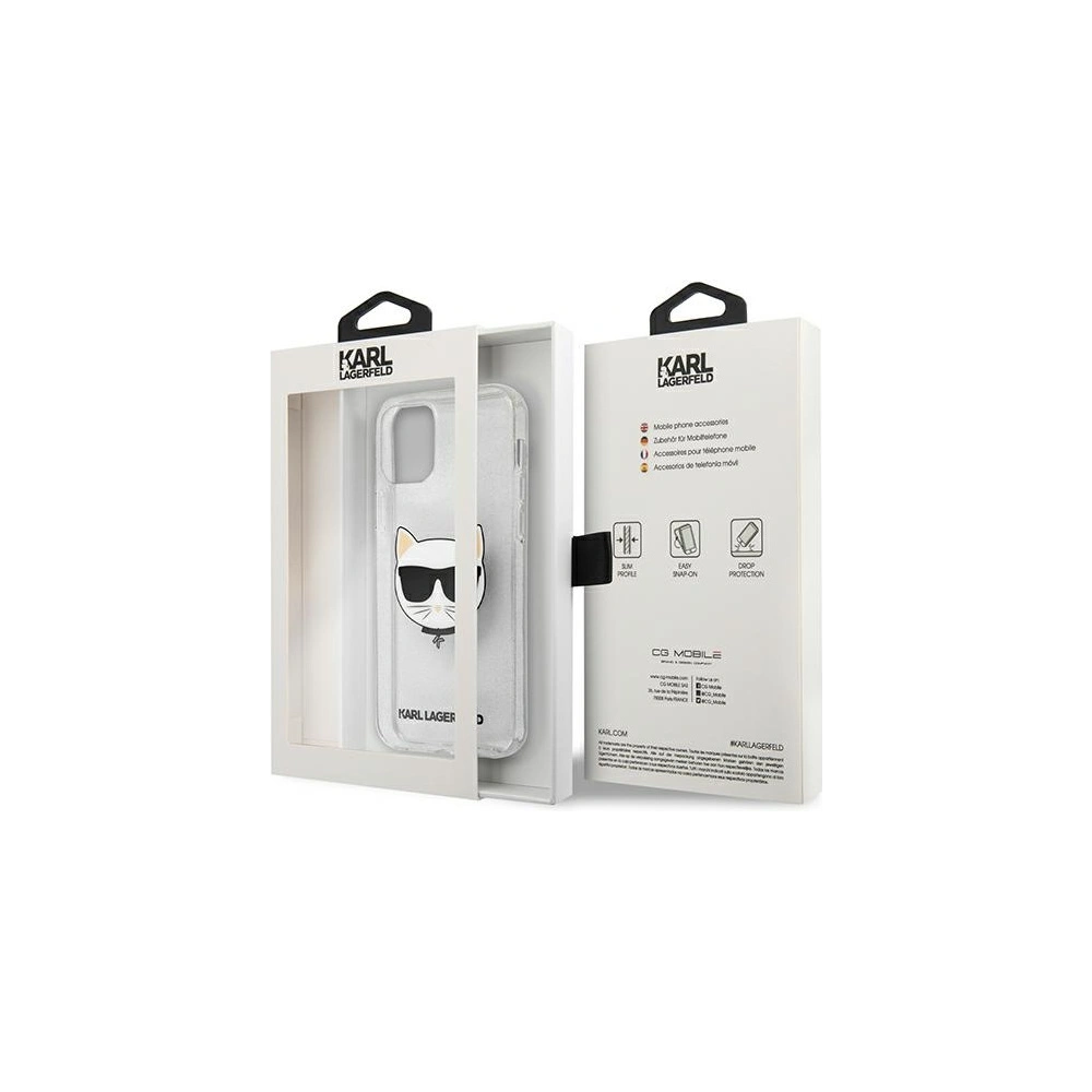 Etui Karl Lagerfeld KLHCP12LCHTUGLS Apple iPhone 12 Pro Max srebrny/silver hardcase Glitter Choupette