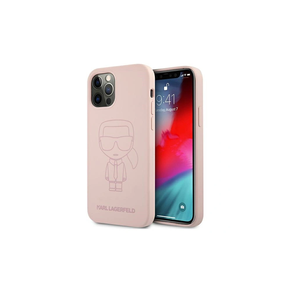 Etui Karl Lagerfeld KLHCP12LSILTTPI Apple iPhone 12 Pro Max Silicone Ikonik Outline różowy/pink