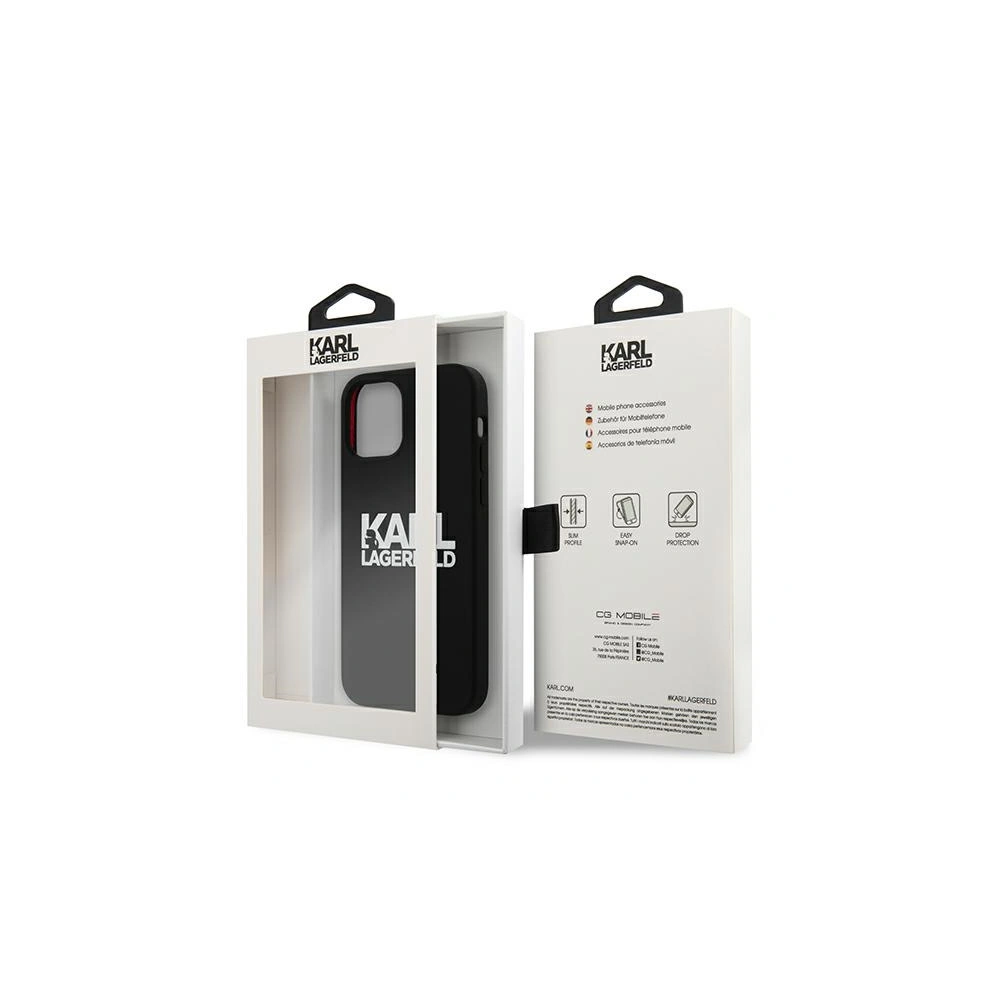 Etui Karl Lagerfeld KLHCP12LSLKLRBK Apple iPhone 12 Pro Max Silicone Stack Logo czarny/black