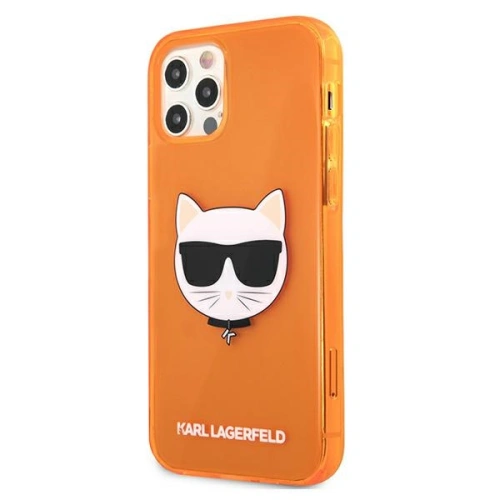 Kup Etui Karl Lagerfeld KLHCP12MCHTRO Apple iPhone 12/12 Pro pomarańczowy/orange hardcase Glitter Choupette Fluo - KLD530ORG - {ean13} - Sklep Home Screen
