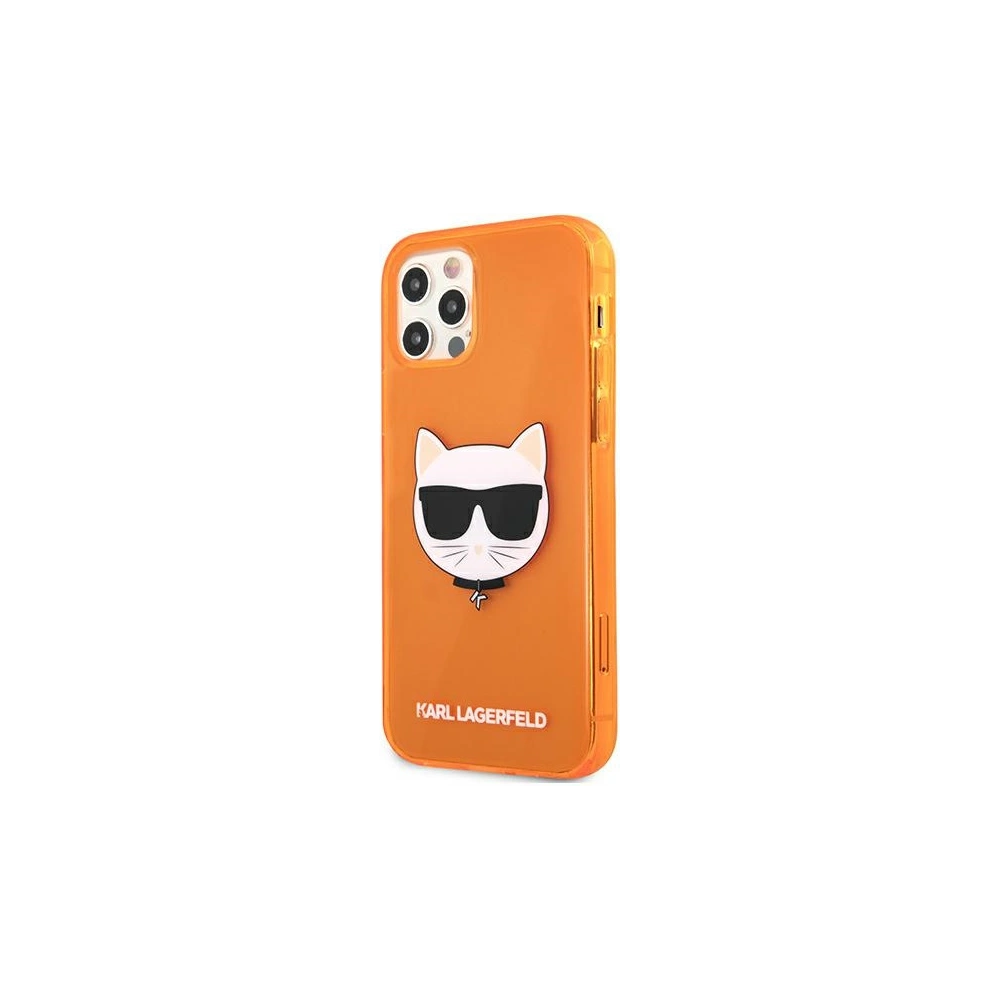 Etui Karl Lagerfeld KLHCP12MCHTRO Apple iPhone 12/12 Pro pomarańczowy/orange hardcase Glitter Choupette Fluo