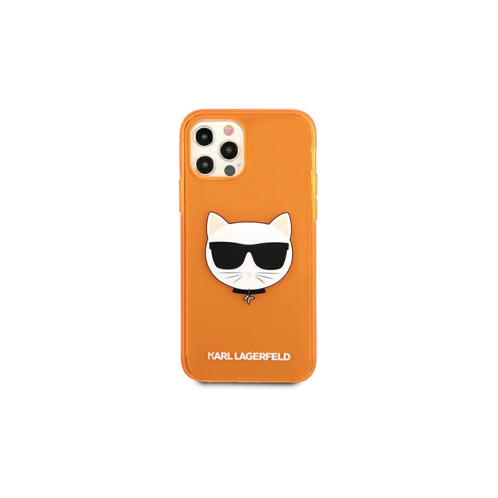 Etui Karl Lagerfeld KLHCP12MCHTRO Apple iPhone 12/12 Pro pomarańczowy/orange hardcase Glitter Choupette Fluo