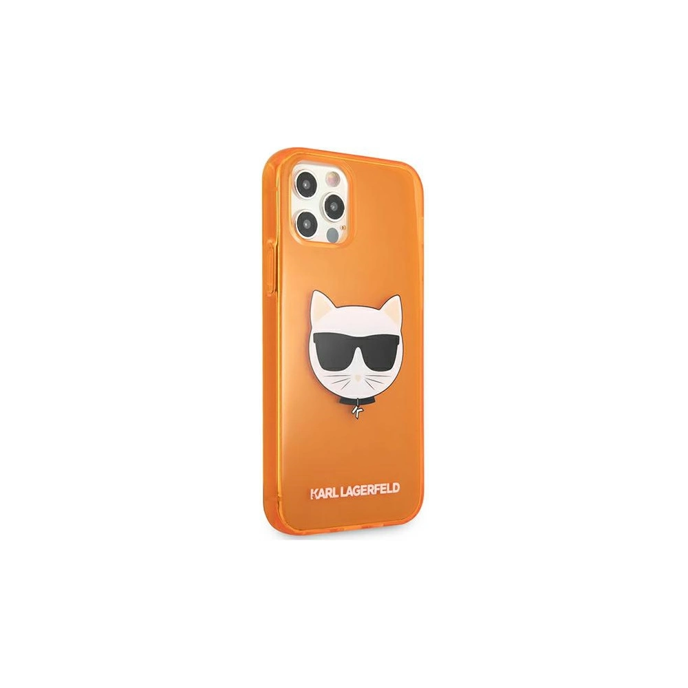 Etui Karl Lagerfeld KLHCP12MCHTRO Apple iPhone 12/12 Pro pomarańczowy/orange hardcase Glitter Choupette Fluo