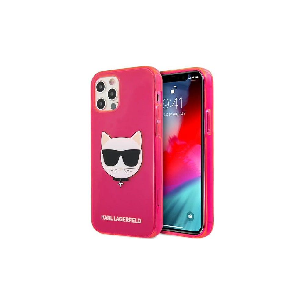 Etui Karl Lagerfeld KLHCP12MCHTRP Apple iPhone 12/12 Pro różowy/pink hardcase Glitter Choupette Fluo