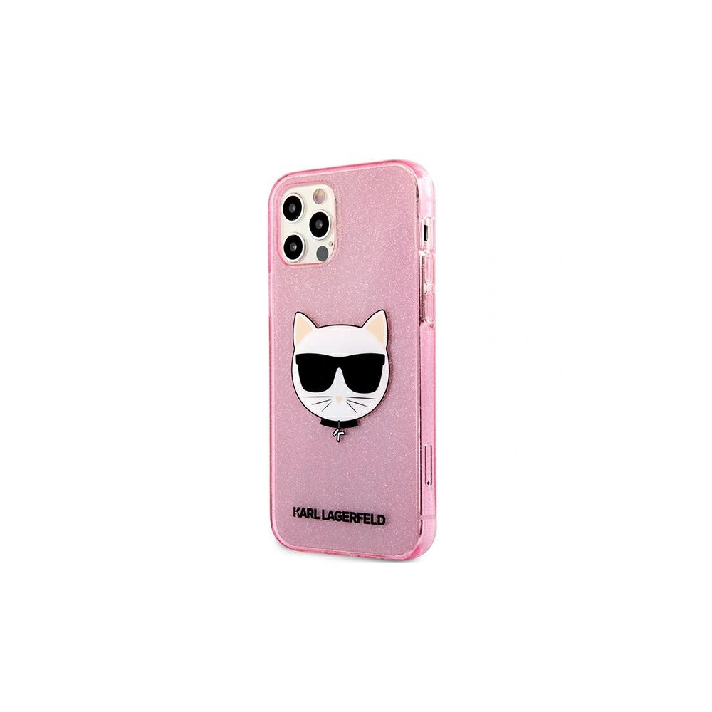 Etui Karl Lagerfeld KLHCP12MCHTUGLP Apple iPhone 12/12 Pro różowy/pink hardcase Glitter Choupette