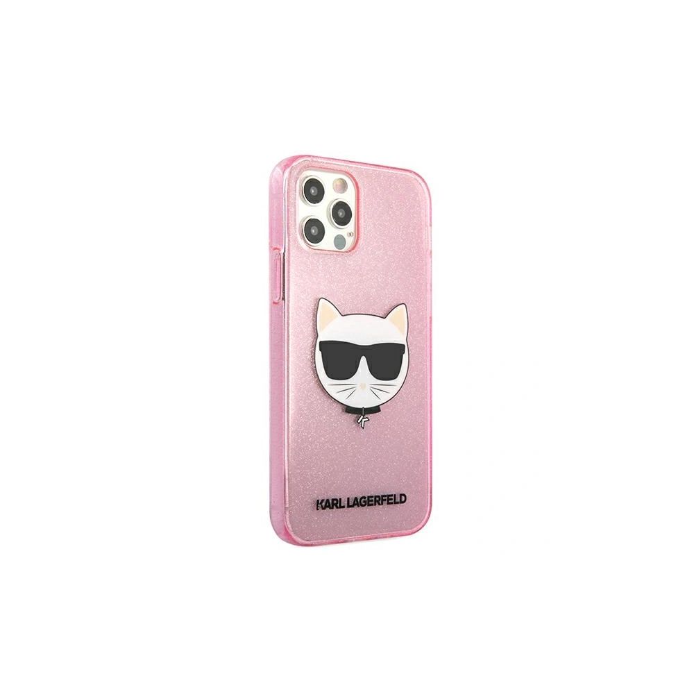 Etui Karl Lagerfeld KLHCP12MCHTUGLP Apple iPhone 12/12 Pro różowy/pink hardcase Glitter Choupette
