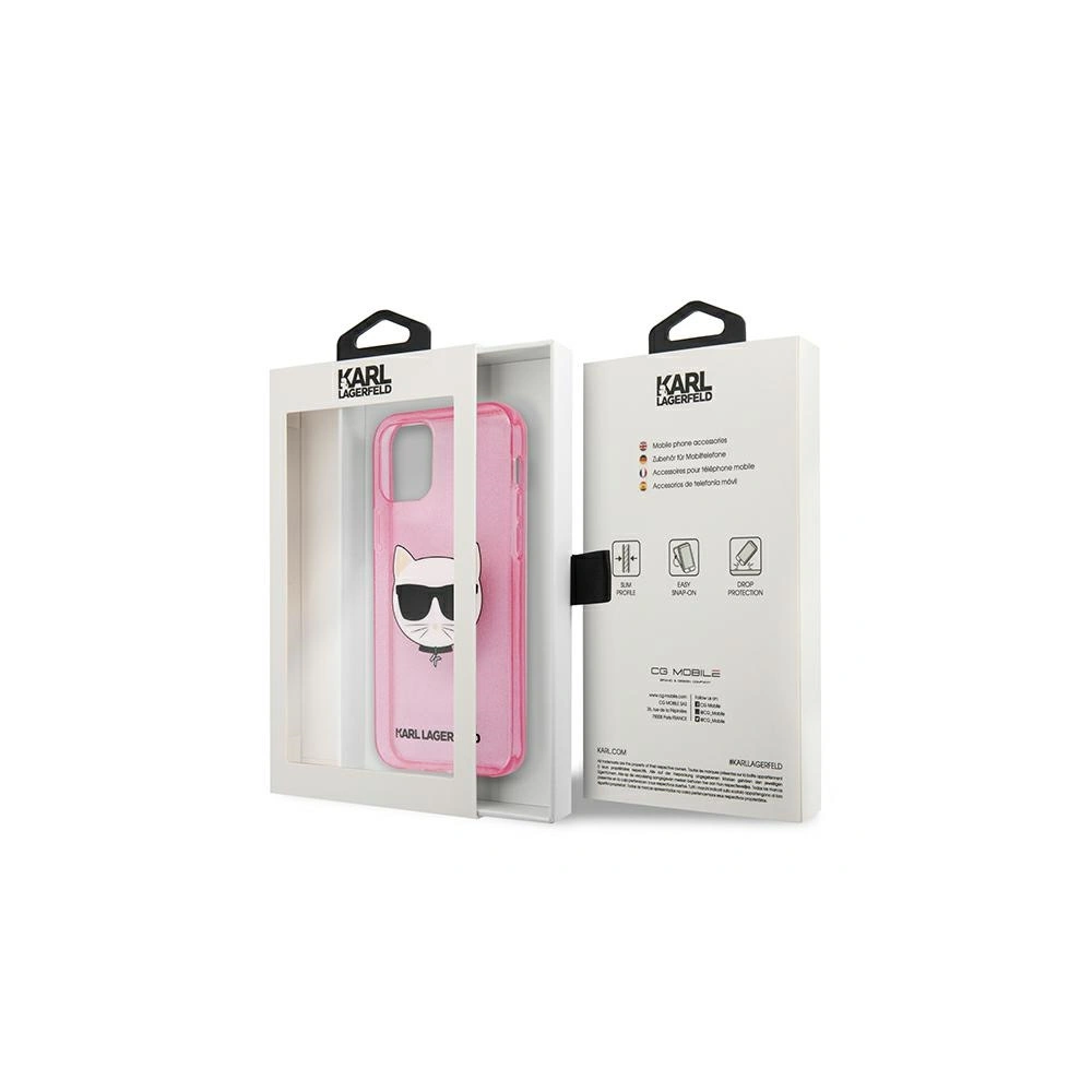 Etui Karl Lagerfeld KLHCP12MCHTUGLP Apple iPhone 12/12 Pro różowy/pink hardcase Glitter Choupette