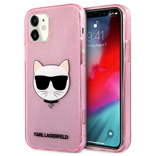 Kup Karl Lagerfeld Apple Tasche KLHCP12SCHTUGLP iPhone 12 mini rosa/rosa Hartschalenetui Glitter Choupette - KLD538PNK - {ean13} - Sklep Home Screen
