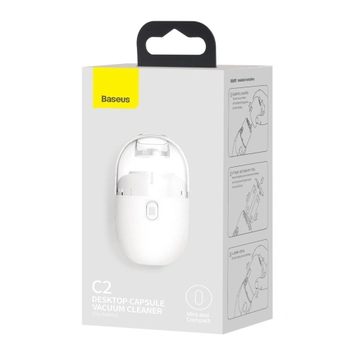 Kup Bezdrátový mini stolní vysavač Baseus Capsule C2, 700Pa, bateriový 2xAA (bílý) - BSU2701WHT - {ean13} - Sklep Home Screen