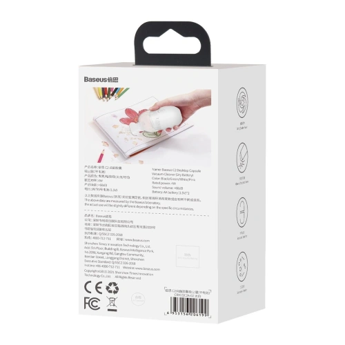 Kup Mini aspirator de birou fără fir Baseus Capsule C2, 700Pa, baterie 2xAA (alb) - BSU2701WHT - {ean13} - Sklep Home Screen