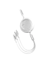 Kabel USB 3w1 Baseus Bright Mirror, micro USB / Lightning / USB-C, plochý, 3.5A, 1.2m (bílá)