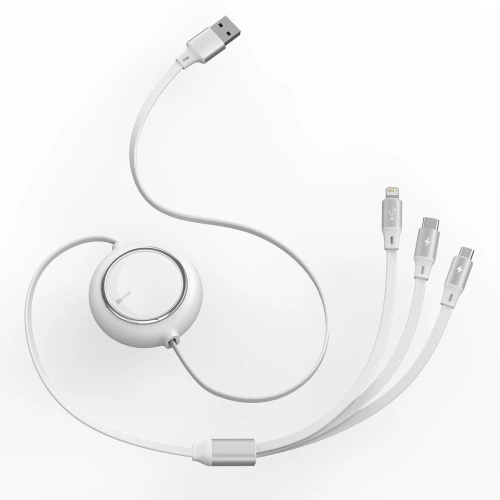 Kup Kabel USB 3w1 Baseus Bright Mirror, micro USB / Lightning / USB-C, plochý, 3.5A, 1.2m (bílá) - BSU2708WHT - {ean13} - Sklep Home Screen