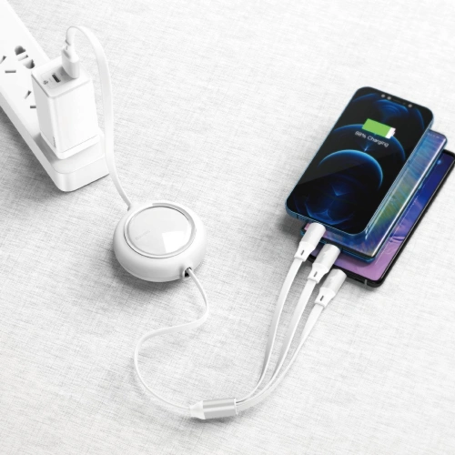 Kup Kabel USB 3w1 Baseus Bright Mirror, micro USB / Lightning / USB-C, plochý, 3.5A, 1.2m (bílá) - BSU2708WHT - {ean13} - Sklep Home Screen