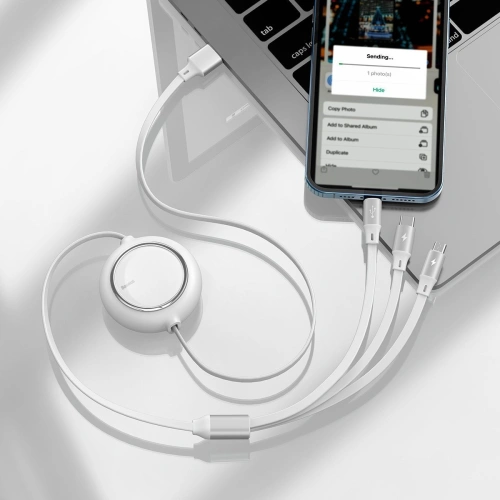 Kup Kabel USB 3w1 Baseus Bright Mirror, micro USB / Lightning / USB-C, plochý, 3.5A, 1.2m (bílá) - BSU2708WHT - {ean13} - Sklep Home Screen