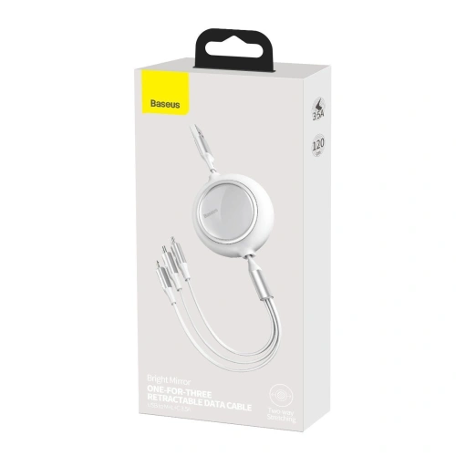 Kup Kabel USB 3w1 Baseus Bright Mirror, micro USB / Lightning / USB-C, plochý, 3.5A, 1.2m (bílá) - BSU2708WHT - {ean13} - Sklep Home Screen