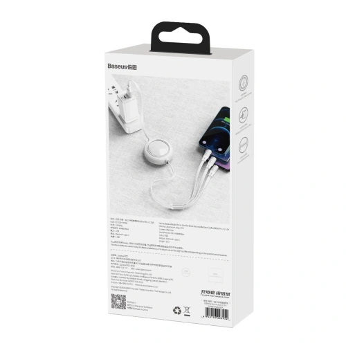 Kup Kabel USB 3w1 Baseus Bright Mirror, micro USB / Lightning / USB-C, plochý, 3.5A, 1.2m (bílá) - BSU2708WHT - {ean13} - Sklep Home Screen