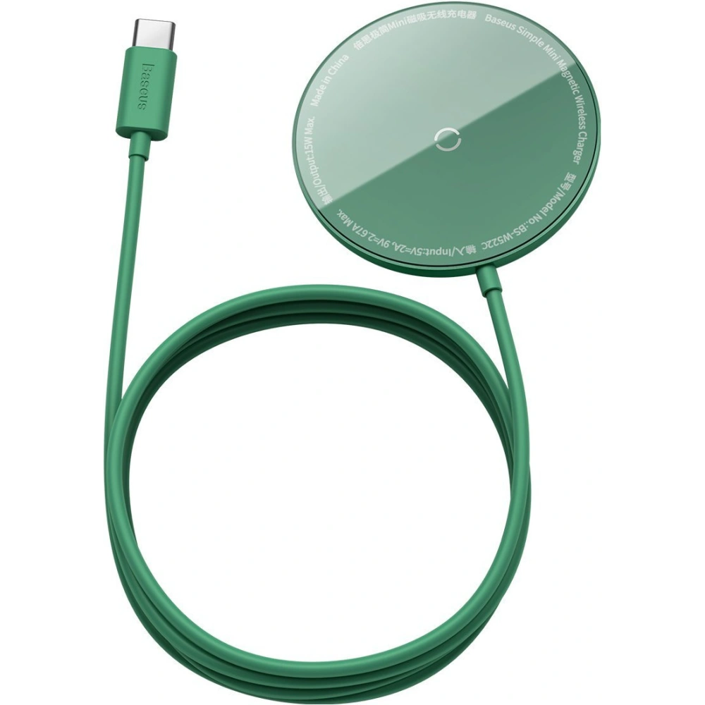 Ładowarka indukcyjna z magnesem Baseus Simple Mini, MagSafe, 15W (zielona)