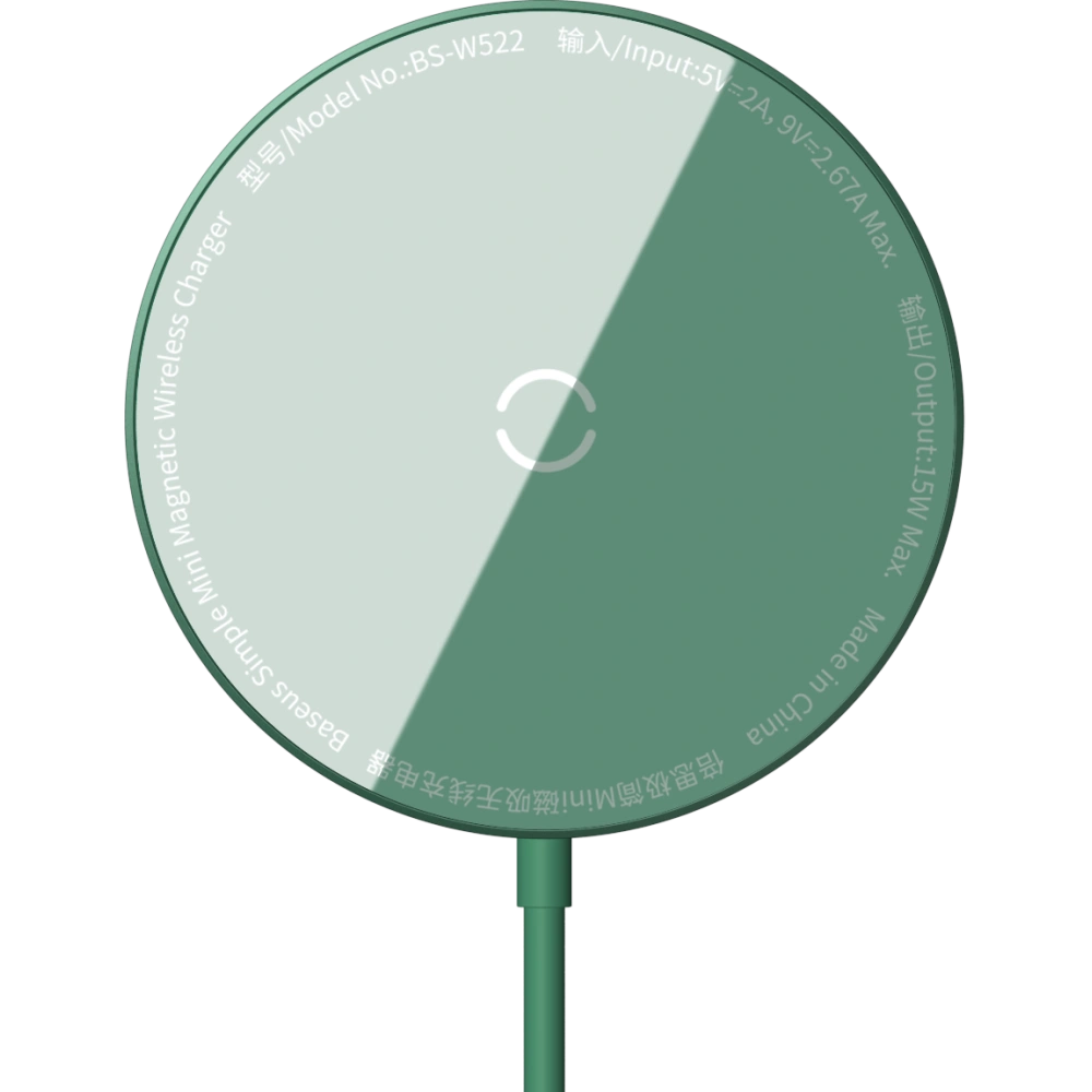 Ładowarka indukcyjna z magnesem Baseus Simple Mini, MagSafe, 15W (zielona)
