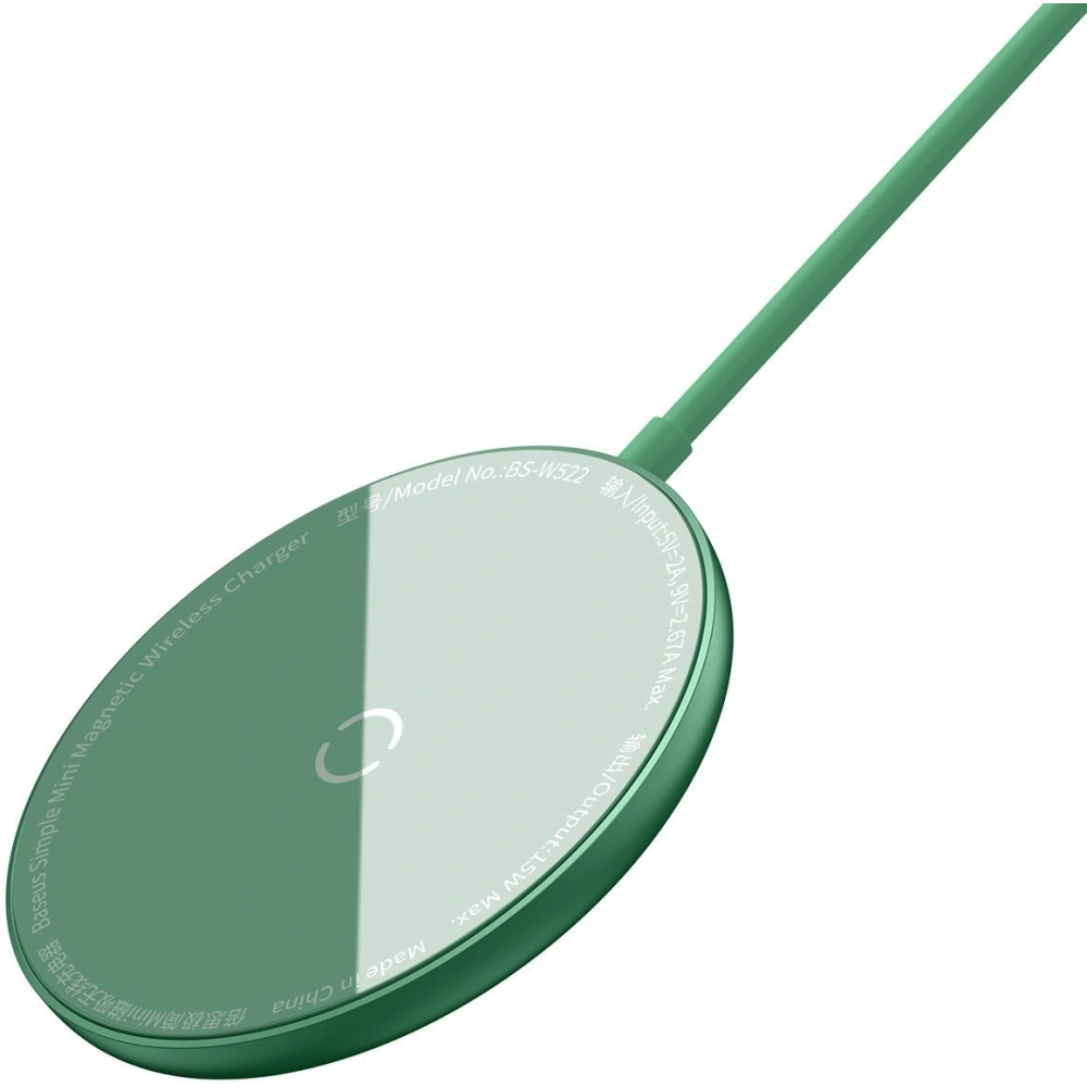 Ładowarka indukcyjna z magnesem Baseus Simple Mini, MagSafe, 15W (zielona)
