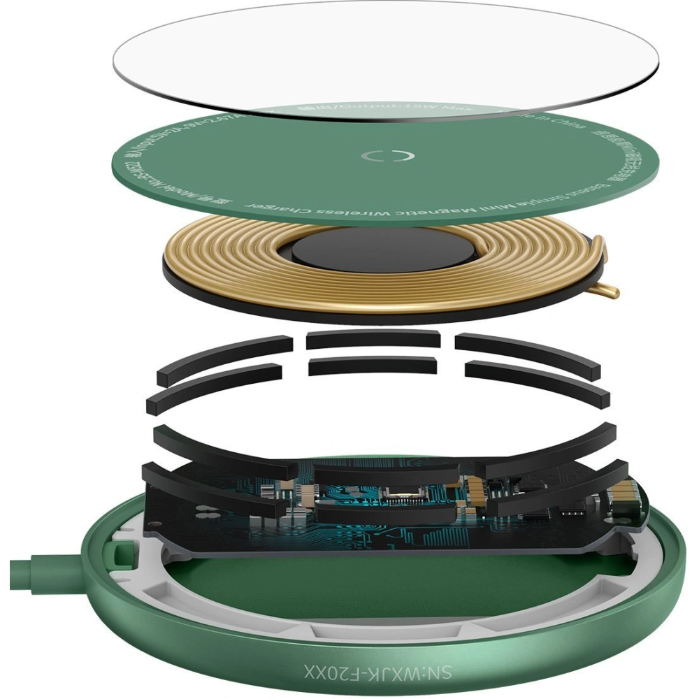 Ładowarka indukcyjna z magnesem Baseus Simple Mini, MagSafe, 15W (zielona)