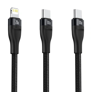 Buy Baseus Flash Series 2-in-1 Cable Type-c to 2x Type-C, 100W, 1.5m Black - BSU2713BLK - {ean13} - Home Screen Store Europe