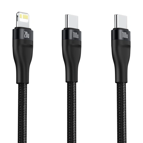 Buy Baseus Flash Series 2-in-1 Cable Type-c to 2x Type-C, 100W, 1.5m Black - BSU2713BLK - {ean13} - Home Screen Store Europe
