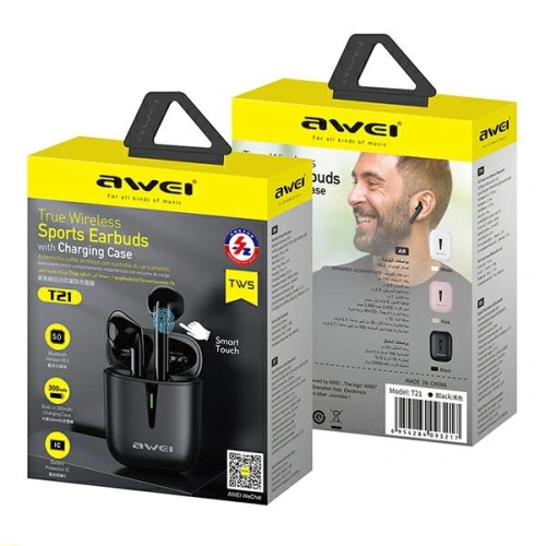 Kup AWEI słuchawki Bluetooth 5.0 T21 TWS + stacja dokująca czarny/black - AWEI065BLK - {ean13} - Sklep Home Screen