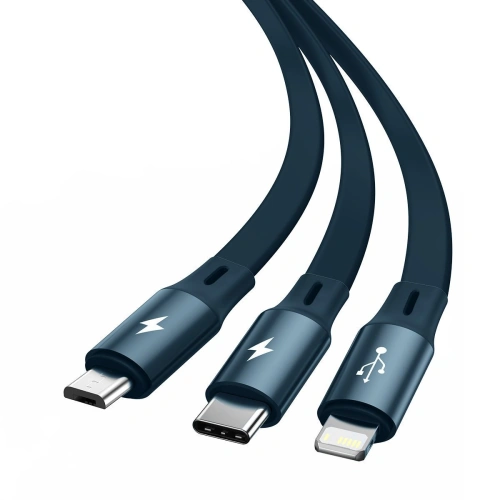 Kup Baseus 1.2m USB 3-in-1-Kabel Bright Mirror, micro USB / Lightning / USB-C, flach, 3,5A, (blau) - BSU2725BLU - {ean13} - Sklep Home Screen